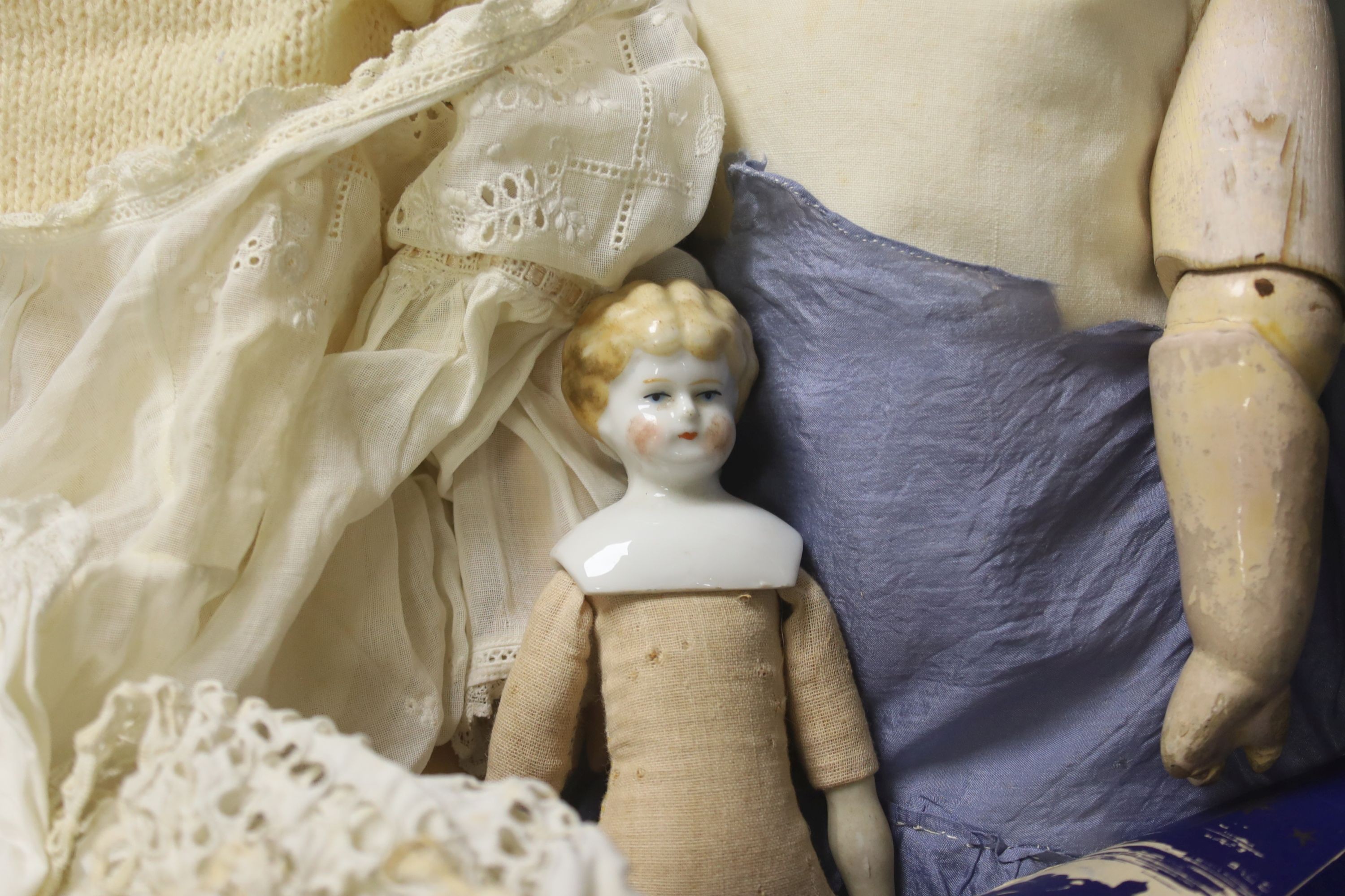 A Marseille doll and Heubach Koppelsdorf doll and small German shoulder china doll
